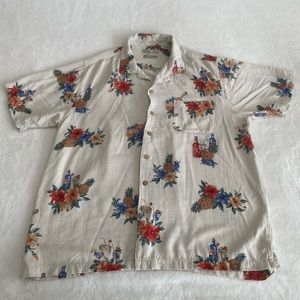 Batik Bay Mens Hawaiian Shirt Beige Button Down XLarge Casual Rayon Easy Care